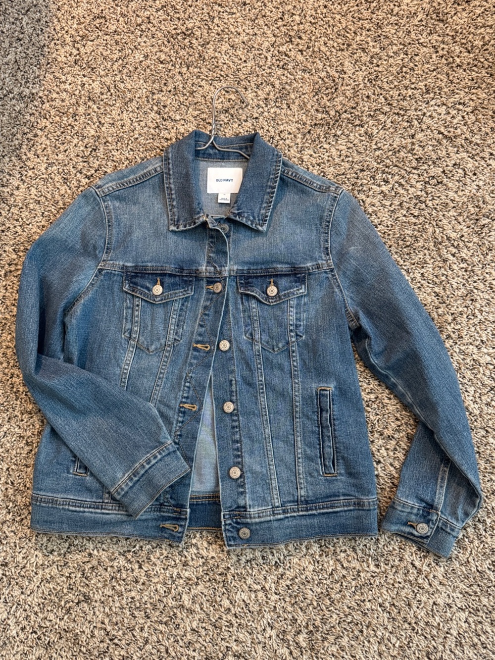 Old Navy Medium Blue Denim Jacket with Button Front